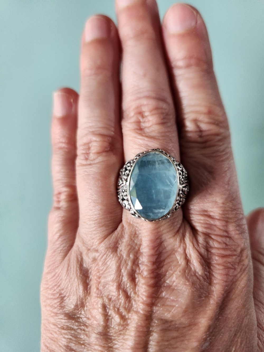 SARDA, Silver Ring, U R THE ONE RING™ IN AQUAMARINE, size 8, NWT - Picture 2 of 9